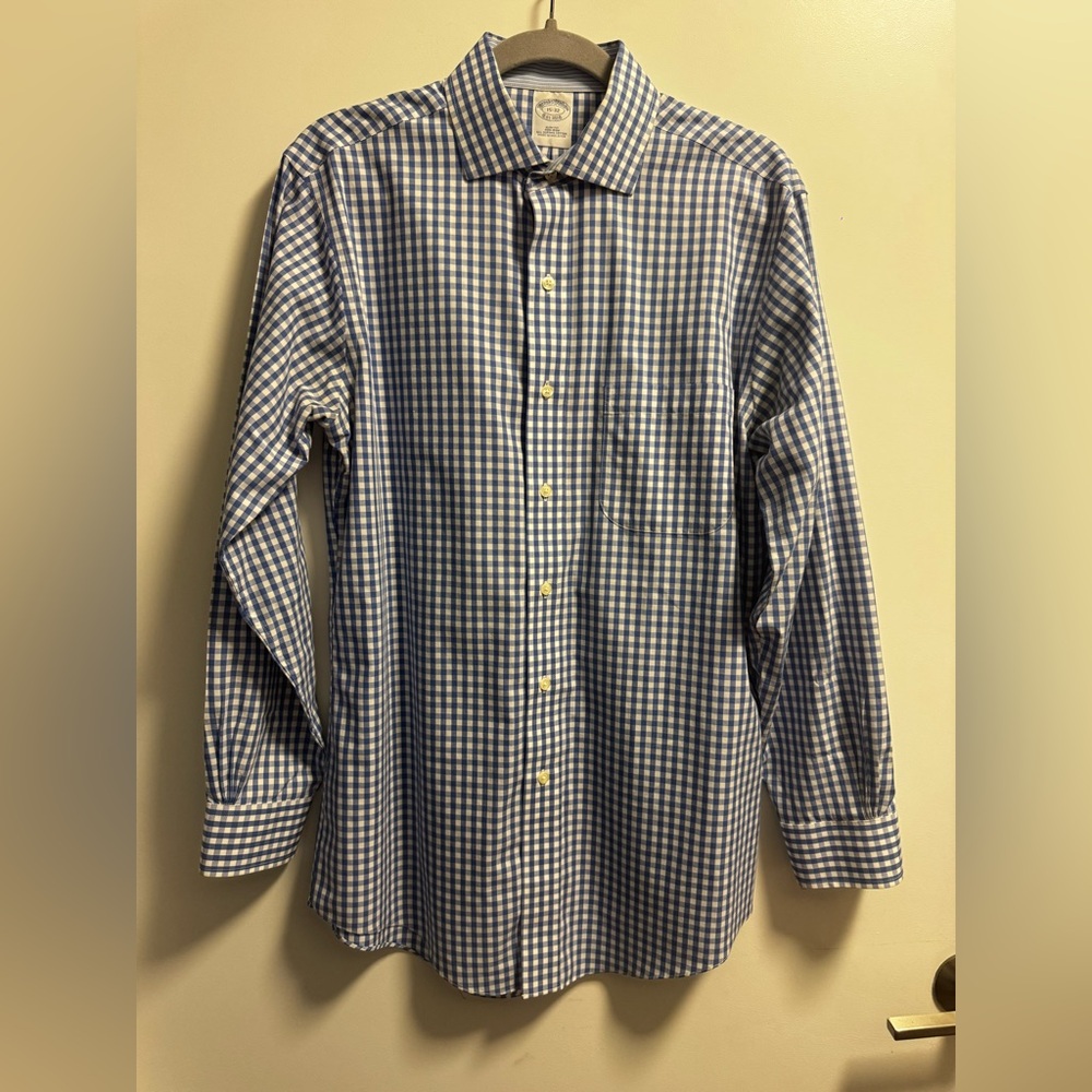 Brooks Brothers Blue and White Checkered Men's Shirt